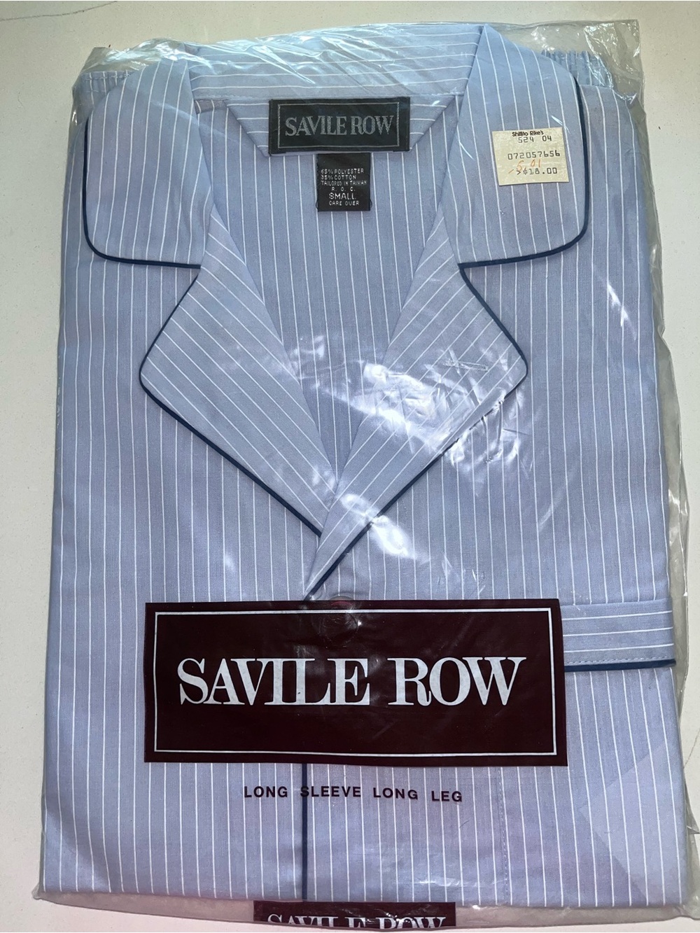 Savile Row Vintage Pajamas Small Long Sleeve Long Leg